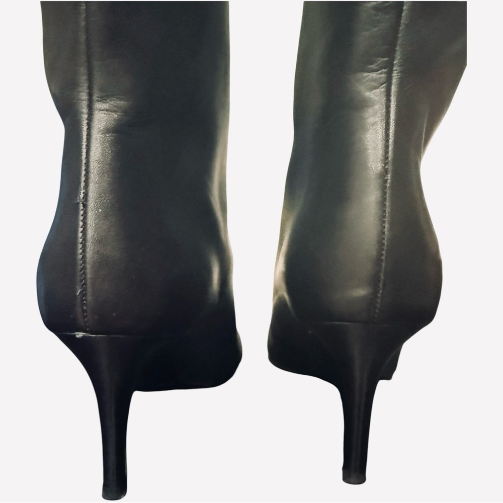 Ralph Lauren Collection Italian Black Leather Tall Knee High Boots Sz 7 - Picture 4 of 6